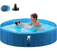 Fwiull Bañeras para Piscina Perros Plegable,Piscina Perros Grandes,160 x 30 cm, bañera para Perros, Piscina Estable, para Mascotas, niños, Piscina, Antideslizante, portátil, Azul