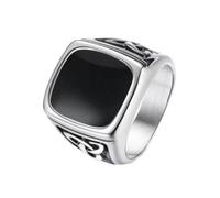 FWJUNHUYC Anillo de acero de titanio para hombre, diseño de triángulo de aceite de goteo, retro, con pegamento grande, US Code 14, Acero inoxidable, Sin piedras preciosas