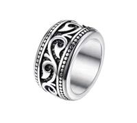 FWJUNHUYC Anillo de acero de titanio para hombre, diseño de triángulo de aceite de goteo, retro, con pegamento grande, US code 7, Acero inoxidable, Sin piedras preciosas