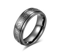 FWJUNHUYC Anillo de compromiso de acero de titanio con patrón mínimo, anillo de compromiso para parejas, 7#, Acero de titanio, Zirconia cúbica