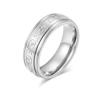 FWJUNHUYC Anillo de compromiso de acero de titanio con patrón mínimo, anillo de compromiso para parejas, 8#, Acero de titanio, Zirconia cúbica