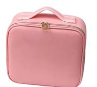 FWJUNHUYC Lujo ligero con espejo, luz LED, bolsa de maquillaje, caja de almacenamiento portátil de cosméticos de alto valor