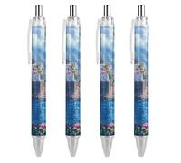 FWJZDSP Bolígrafos retráctiles de tinta azul de la costa de Amalfi, Campania, Italia. Bolígrafo de escritura suave. 4 unidades.