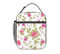 FWJZDSP Bolsas térmicas para el almuerzo para hombres y mujeres, elegantes bolsas de almuerzo con estampado de peonías, reutilizables, de gran capacidad, para el trabajo, picnic o viajes.