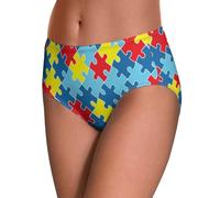 FWJZDSP Braguitas de Mujer con diseño de Rompecabezas de concienciación sobre el Autismo, Corte Alto, Cobertura Total, elásticas.