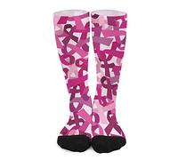 FWJZDSP Calcetines largos hasta la rodilla con cinta rosa para concientización sobre el cáncer de mama, calcetines divertidos para botas sobre el tubo de la pantorrilla, para hombres y mujeres