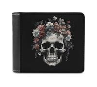 FWJZDSP Cartera de Cuero con Calavera en la Oscuridad para Hombre, de Gran Capacidad, Delgada, con Ventana para identificación, para Uso Diario.