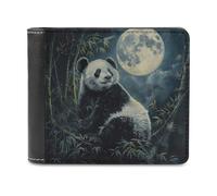 FWJZDSP Cartera de Piel de Gran Capacidad para Hombre de Panda and Moon, Billetera Delgada, Tarjetero con Ventana para identificación, Monedero Plegable para Uso Diario.