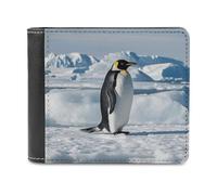 FWJZDSP Cartera de Piel de Gran Capacidad para Hombre, Estilo Penguin Antarctica Ice, con Tarjetero Delgado y Ventana para identificación, para Uso Diario.