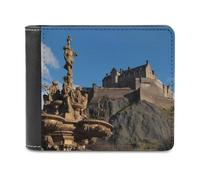 FWJZDSP Cartera de Piel Edinburgh Castle Fontana, Delgada y Elegante, Plegable, con 6 Compartimentos para Tarjetas de crédito