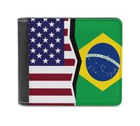 FWJZDSP Cartera novedosa con Las Banderas de EE. UU. y Brasil. Cartera Plegable Delgada con Bolsillo Delantero y Tarjetero para identificación y crédito.