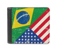 FWJZDSP Cartera novedosa con Las Banderas de EE. UU. y Brasil. Cartera Plegable Delgada con Bolsillo Delantero y Tarjetero para identificación y crédito.