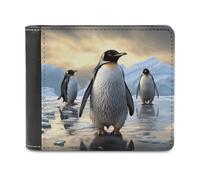FWJZDSP Cartera PenguinMen's de Cuero de Gran Capacidad, Billetera Delgada, Tarjetero con Ventana para identificación, Monedero Plegable para Uso Diario