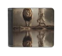 FWJZDSP Cartera Plegable Delgada Man and Lion para Hombre, con Clip para Billetes, de Piel, Estilo Vertical.