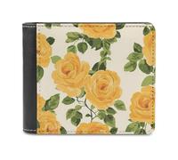 FWJZDSP Cartera Plegable Delgada Yellow Rose para Hombre, con Clip para Billetes, de Piel, Estilo Vertical.