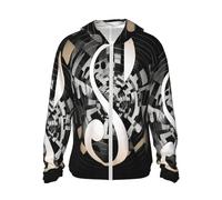 FWJZDSP Chaqueta con Capucha y protección Solar de Manga Larga con Cremallera y FPS 50+, con Bolsillos, para Mujer y Hombre, con temática Musical Claves de música.