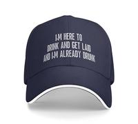FWJZDSP Estoy aquí para Beber y acostarme con Alguien y ya Estoy Borracho Gorra de béisbol para Hombres y Mujeres Gorras de Camionero Gorra Divertida