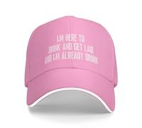 FWJZDSP Estoy aquí para Beber y acostarme con Alguien y ya Estoy Borracho Gorra de béisbol para Hombres y Mujeres Gorras de Camionero Gorra Divertida