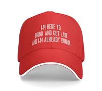 FWJZDSP Estoy aquí para Beber y acostarme con Alguien y ya Estoy Borracho Gorra de béisbol para Hombres y Mujeres Gorras de Camionero Gorra Divertida