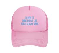 FWJZDSP Estoy aquí para Beber y acostarme y ya Estoy Borracho. Gorra de Malla para Hombre y Mujer, Gorra de béisbol, Regalo para papá, Gorra de Camionero Ajustable.