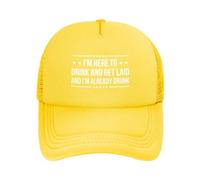 FWJZDSP Estoy aquí para Beber y acostarme y ya Estoy Borracho. Gorra de Malla para Hombre y Mujer, Gorra de béisbol, Regalo para papá, Gorra de Camionero Ajustable.