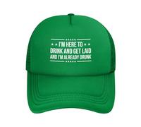 FWJZDSP Estoy aquí para Beber y acostarme y ya Estoy Borracho. Gorra de Malla para Hombre y Mujer, Gorra de béisbol, Regalo para papá, Gorra de Camionero Ajustable.