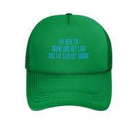 FWJZDSP Estoy aquí para Beber y acostarme y ya Estoy Borracho. Gorra de Malla para Hombre y Mujer, Gorra de béisbol, Regalo para papá, Gorra de Camionero Ajustable.