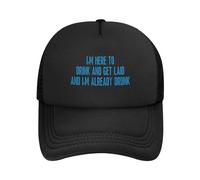 FWJZDSP Estoy aquí para Beber y acostarme y ya Estoy Borracho. Gorra de Malla para Hombre y Mujer, Gorra de béisbol, Regalo para papá, Gorra de Camionero Ajustable.