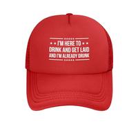 FWJZDSP Estoy aquí para Beber y acostarme y ya Estoy Borracho. Gorra de Malla para Hombre y Mujer, Gorra de béisbol, Regalo para papá, Gorra de Camionero Ajustable.