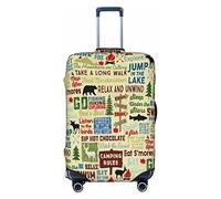 FWJZDSP Funda de Equipaje de Viaje Vintage Happy Camping Words Camper Maleta Protector elástico Lavable Equipaje Cubre pequeño