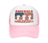 FWJZDSP Gorra de béisbol Estilo Camionero con el Lema Estados Unidos fue Construido por inmigrantes y el Mensaje Apoya los Derechos de los Refugiados.