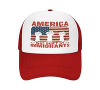 FWJZDSP Gorra de béisbol Estilo Camionero con el Lema Estados Unidos fue Construido por inmigrantes y el Mensaje Apoya los Derechos de los Refugiados.