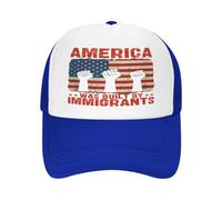 FWJZDSP Gorra de béisbol Estilo Camionero con el Lema Estados Unidos fue Construido por inmigrantes y el Mensaje Apoya los Derechos de los Refugiados.