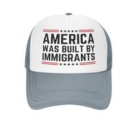 FWJZDSP Gorra de béisbol Estilo Camionero con el Lema Estados Unidos fue Construido por inmigrantes y el Mensaje Apoya los Derechos de los Refugiados.