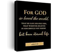 FWJZDSP Juan 3:16: Porque de tal manera amó Dios al mundo, lienzo dorado cristiano, impresión artística para pared, pintura en lienzo sin marco, obra de arte para el hogar, 8 x 12 pulgadas