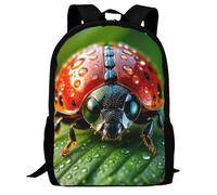 FWJZDSP Mochila ligera y duradera con correas de hombro ajustables y espalda acolchada. Mochilas escolares de 17 pulgadas con The Dew Keeper Ladybug Tiny Guardian of Morning.