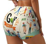 FWJZDSP Pantalones Cortos Deportivos para Mujer Golf Icons and Golfer, Pantalones Cortos de Ciclista elásticos de Cintura Alta para Gimnasio, Correr, Yoga y Uso Diario.