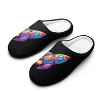FWJZDSP Pantuflas de algodón para mujer con diseño de nave espacial LGBT, bandera, mes del orgullo gay, arcoíris transgénero, suaves, con punta cerrada, antideslizantes, para interior y exterior.