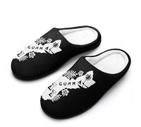 FWJZDSP Pantuflas de espuma viscoelástica para hombre, ligeras y acogedoras, de algodón, con diseño de hibisco de la isla de Guam, para interiores y exteriores.