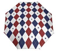 FWJZDSP Paraguas plegable con estrella morada brillante, 3 pliegues, apertura y cierre automáticos, anti-UV, compacto para exteriores, sol y lluvia.