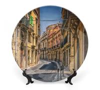 FWJZDSP s decorativos conmemorativos románticos del Centro Histórico Alley Road para colgar en la pared. de cerámica de 18 cm (7") de la colección de fiestas y bodas, con soporte de exhibición. D