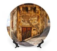 FWJZDSP s decorativos para colgar en la pared, redondo de 7", con soporte de exhibición, s de cerámica para cena, de porcelana del centro histórico Alley Path Closely, decoración de pa