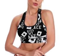 FWJZDSP Sujetador Deportivo Kiss My Ace Poker Casino para Mujer, con Relleno y Soporte, para Yoga y Entrenamiento.