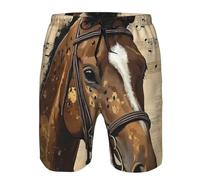 FWJZDSP Traje de baño Masculino de Secado rápido con Estampado de Caballo Musical Estilo Collage Vintage, bañador Tipo Bermuda con Bolsillos.