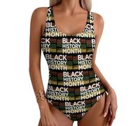 FWJZDSP Trajes de baño para Mujer del Mes de la Historia Afroamericana Trajes de baño con Control de Abdomen Trajes de baño