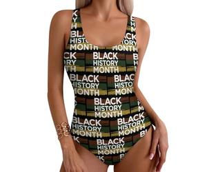 FWJZDSP Trajes de baño para Mujer del Mes de la Historia Afroamericana Trajes de baño con Control de Abdomen Trajes de baño