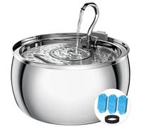 FWMB Fuente de agua para gatos de acero inoxidable de 4.0L/1.1 galones para beber, fuente de agua para mascotas para gatos en interiores, bomba ultrasilenciosa, sistema de múltiples filtros, apta para