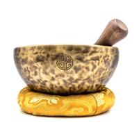 Fwosi Cuenco para cantar - Accesorios de meditación musical hechos a mano en Nepal - Juego de cuencos de sonido con mazo, delantero, cojín, instrumentos para yoga, energía y curación de chakras,