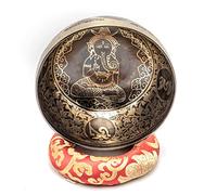 Fwosi Cuenco tibetano para cantar - 10 pulgadas tallado a mano Buda sonido tazón meditación, relajación hecho a mano instrumentos para yoga y curación de chakras, campana de atención plena