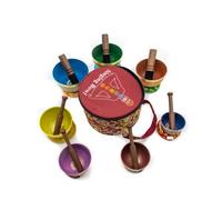 Fwosi Juego de 7 cuencos de meditación tibetanos con estuche de transporte, mazo, delantero, cojín, instrumentos para yoga, energía, curación de chakras, campana de atención plena